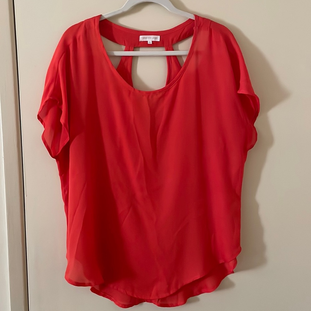 Red Cold Shoulder Blouse Large